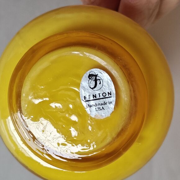 Vintage Fenton Layered Lemon Yellow White Creamer Pitcher Art Glass 4" - Picture 7 of 9